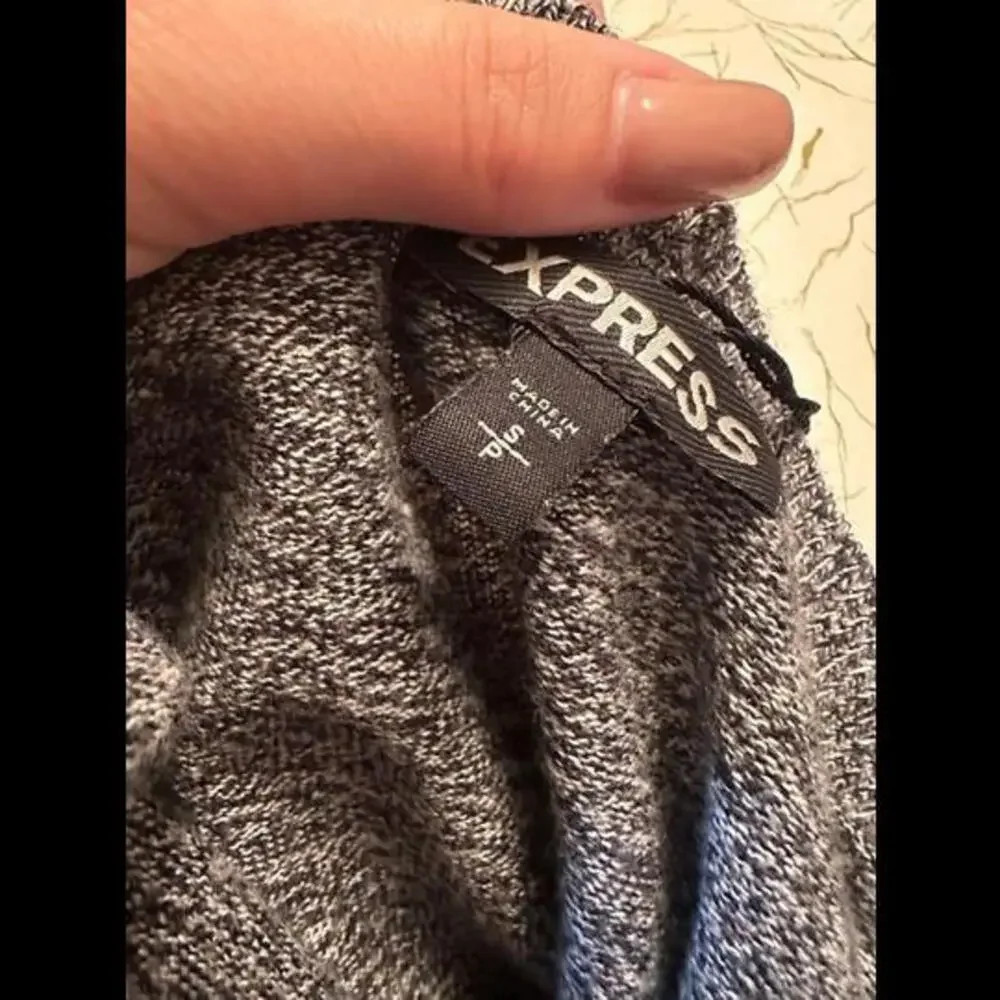 Express Knit Lace-Up Back Sweater – Heather Gray, Size small - Picture 3 of 3